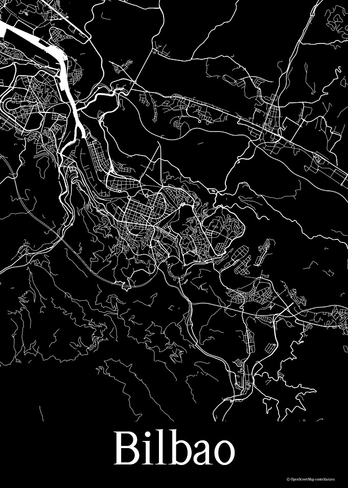Bilbao Spain Black Map