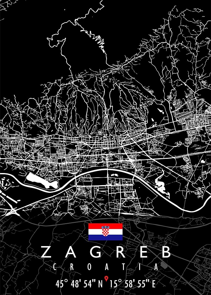 ZAGREB MAP CROATIA