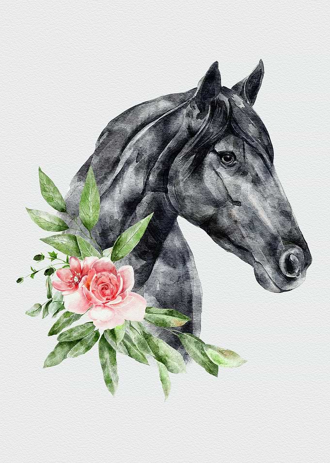 Horse Animal with Flower