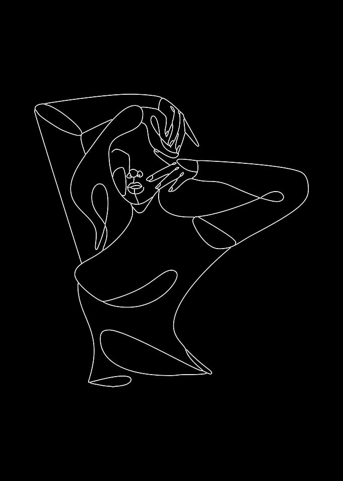 Model Lady Line Art Simple