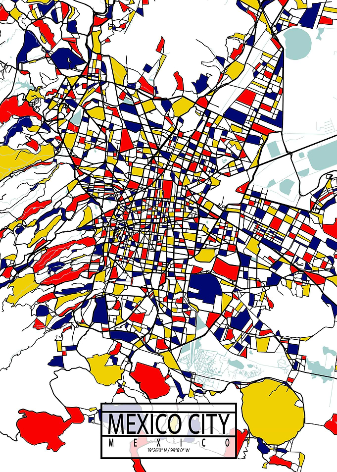 Mexico City Map Mondrian