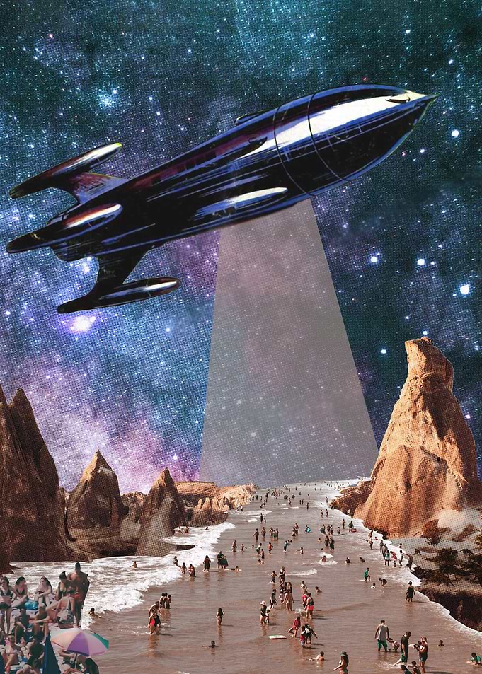 Spaceship Mars Collage Art