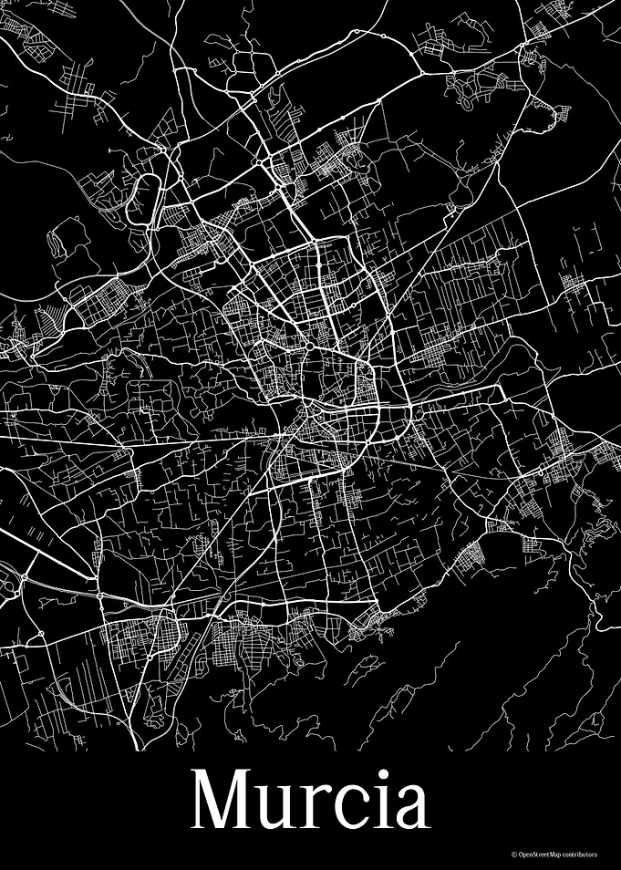 Murcia Spain Black Map