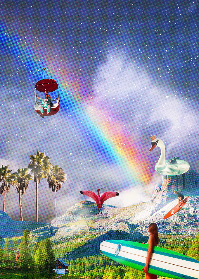 Surf Mountain Collage Art