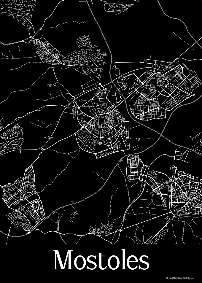 Mostoles Spain Black Map