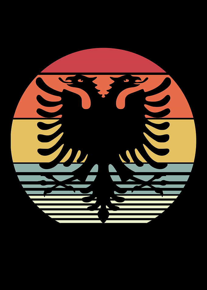 Albanian Eagle Retro Flag