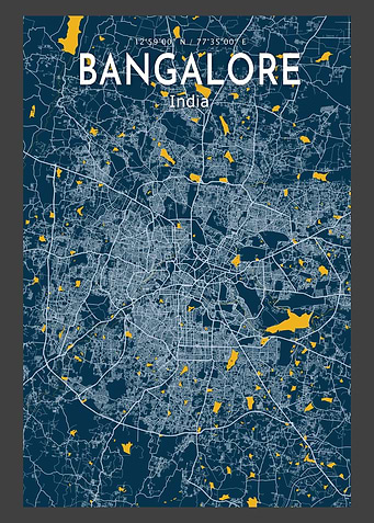 Bangalore Blue Map Poster