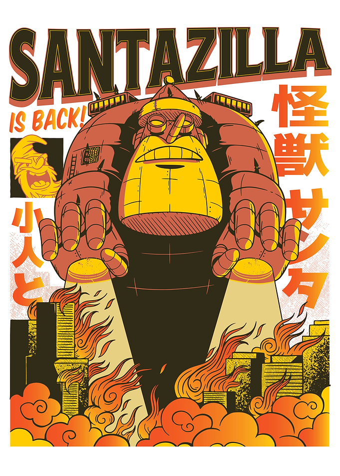 Santazilla attack monster