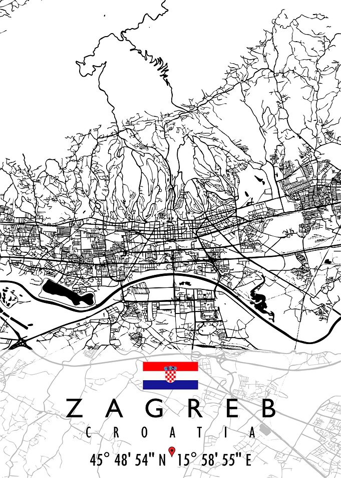 ZAGREB MAP CROATIA