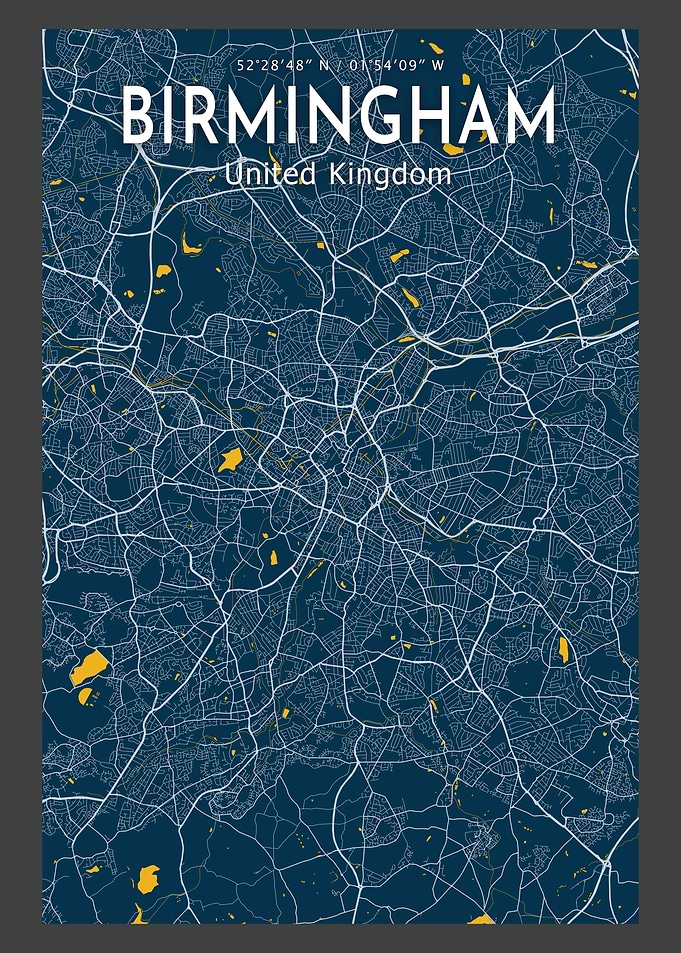Birmingham Blue Map