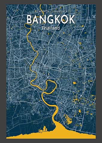 Bangkok Blue Map Poster