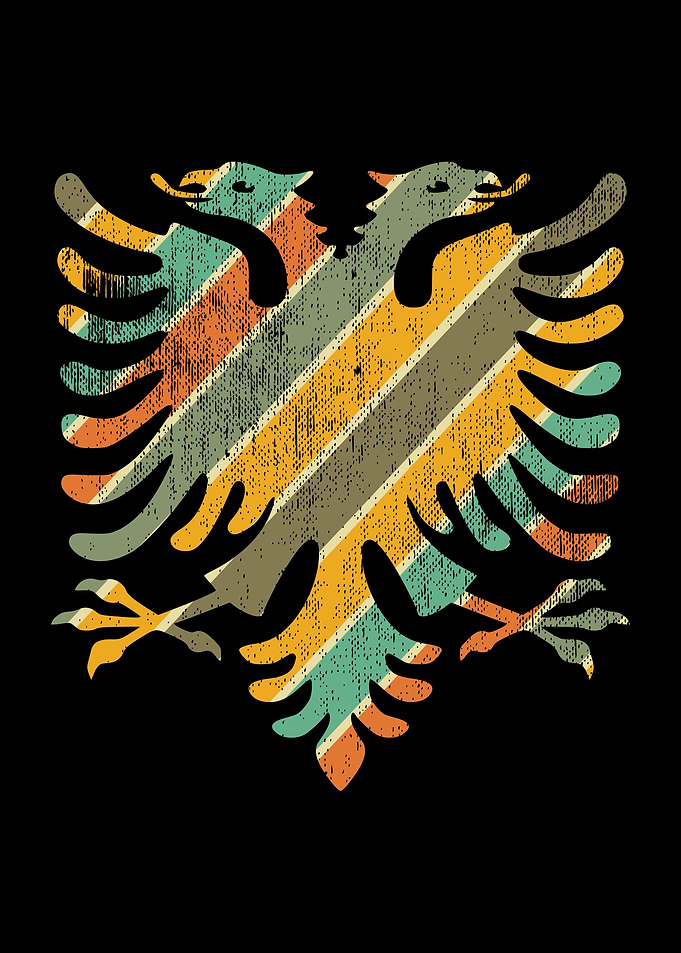 Albanian Eagle Retro Flag