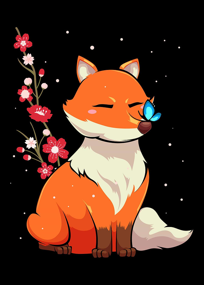 Fox Cherry Blossom Sakura