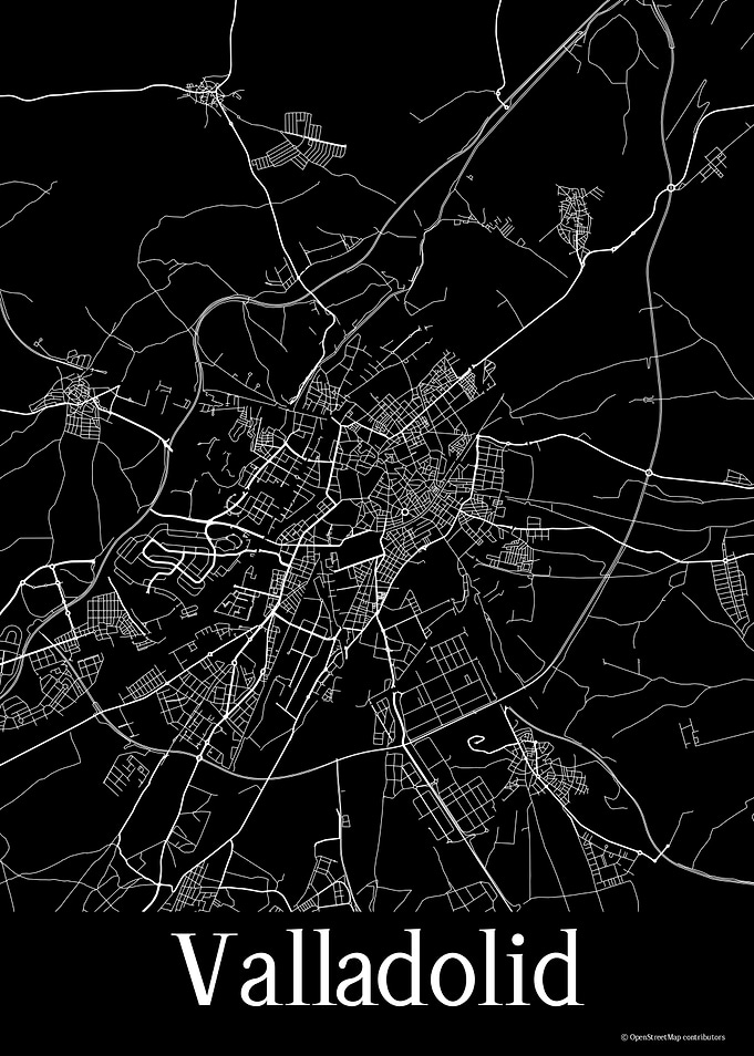 Valladolid Spain Black Map