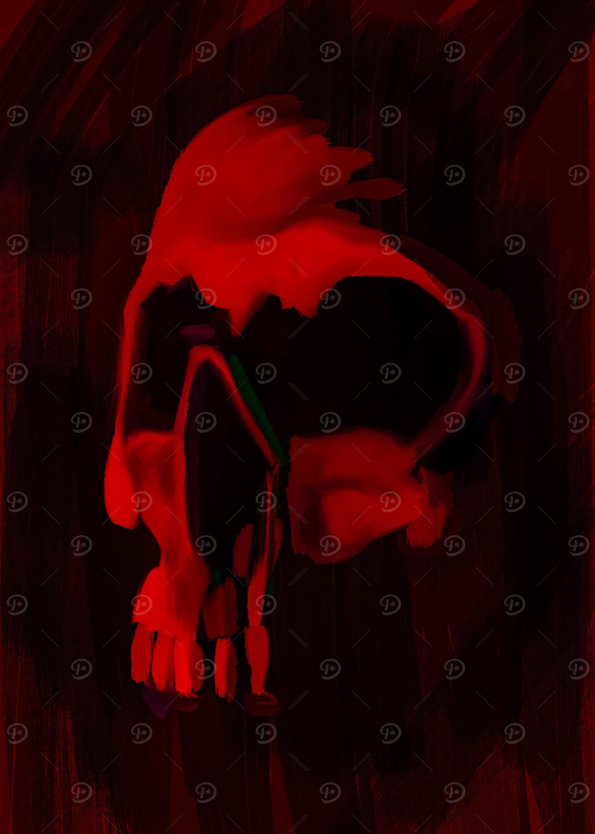 Red Skull on Black