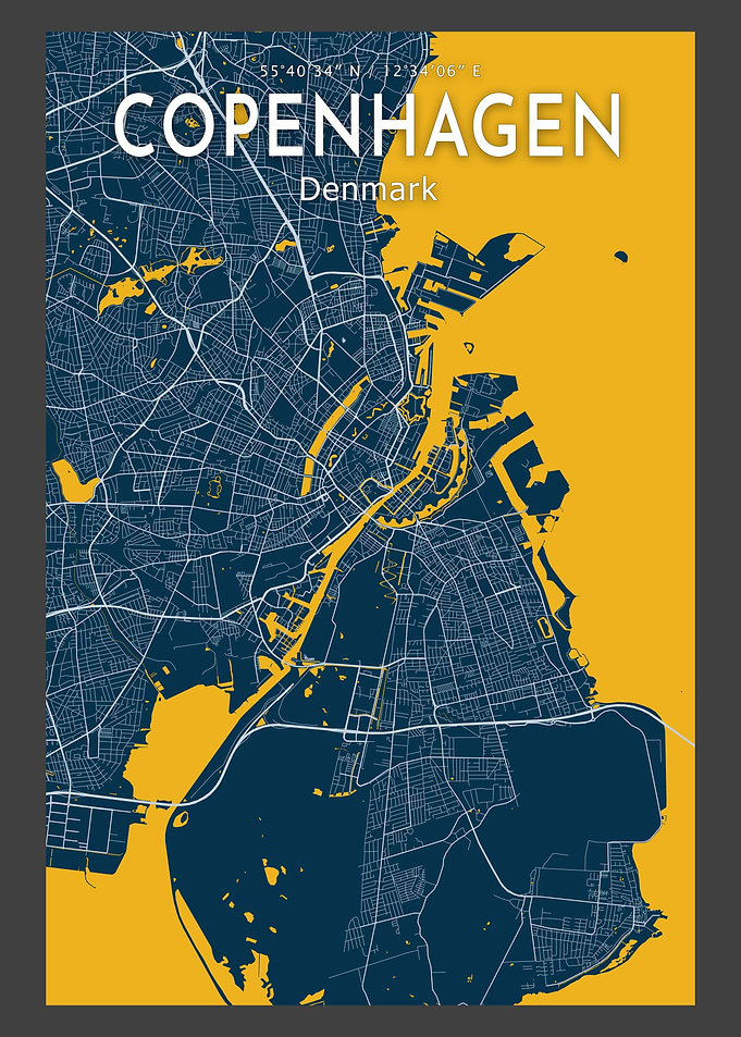 Copenhagen Blue Map