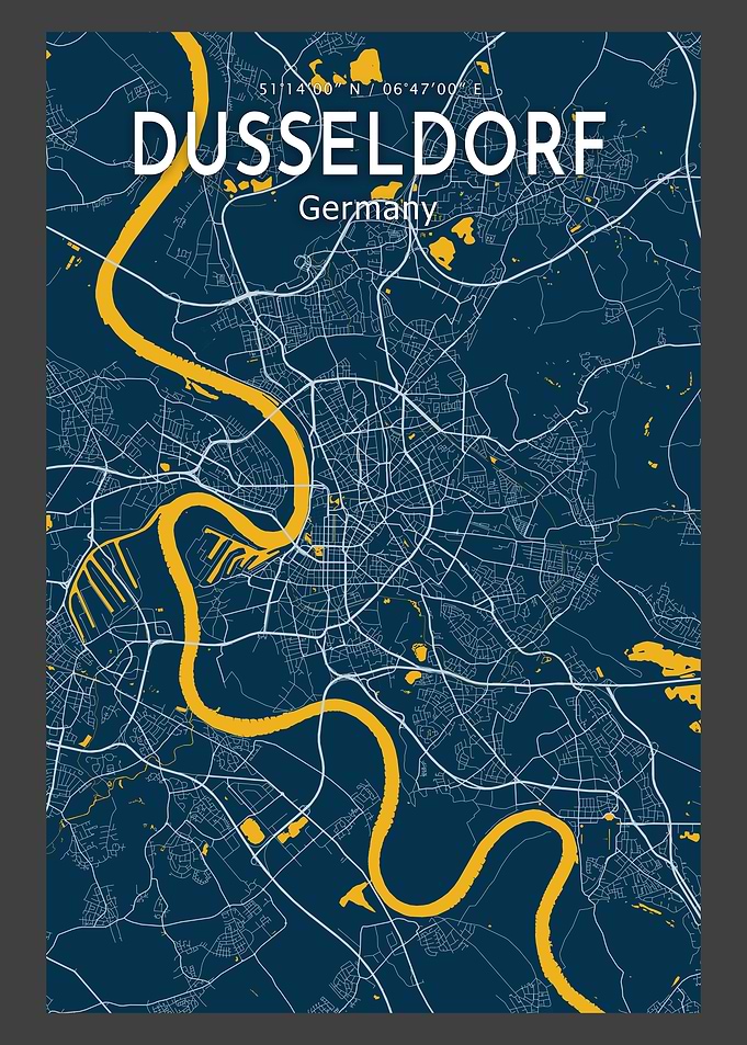 Dusseldorf Blue Map