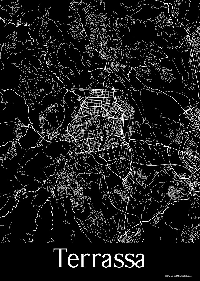 Terrassa Spain Black Map