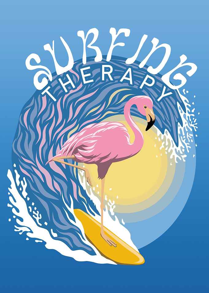 Surfing Flamingo