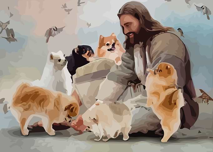 God surrounded by Pomerani