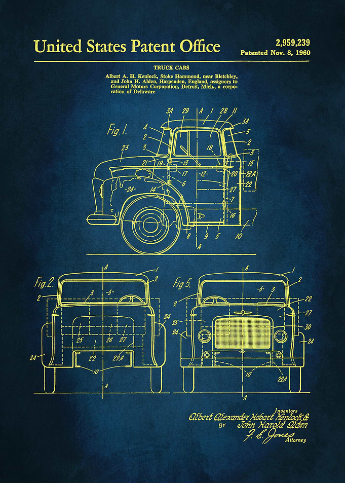 27 1960 Truck Cab Patent