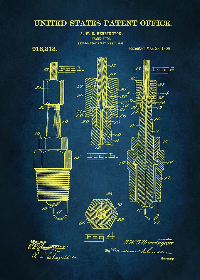 28 1909 Spark Plug Patent