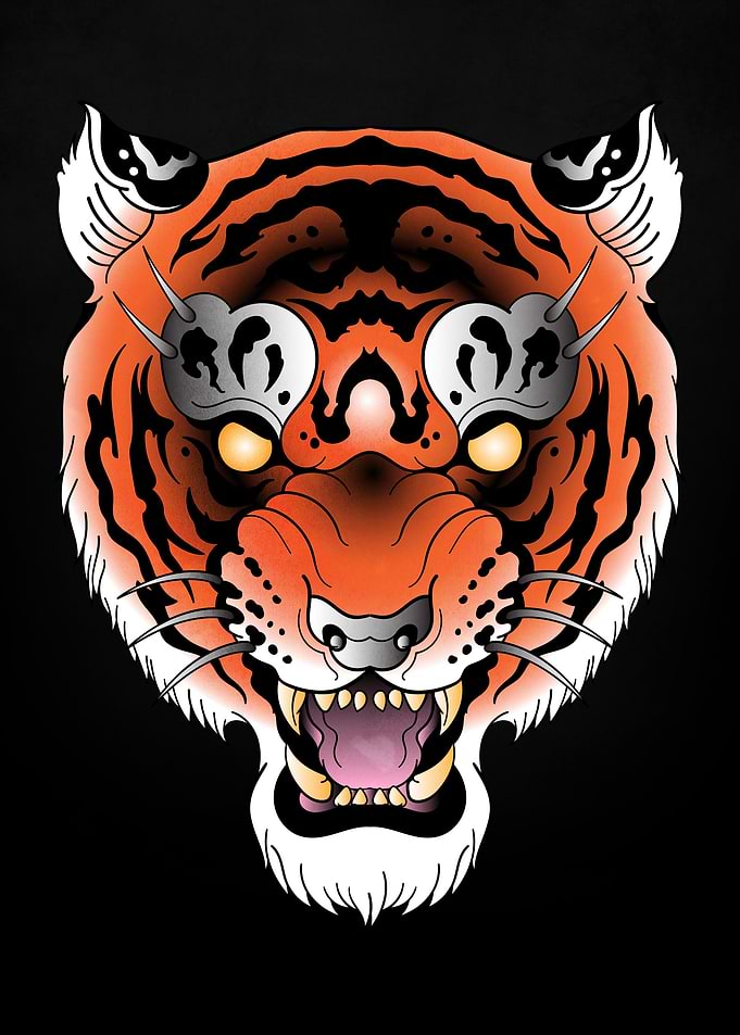 tiger tattoo vintage
