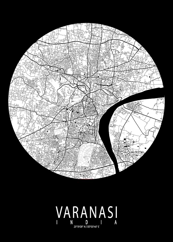 Varanasi City Map Moon