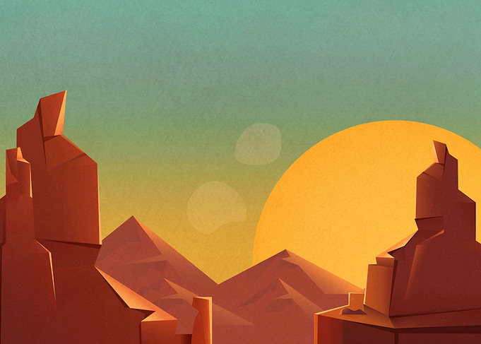 Landscape and Sun