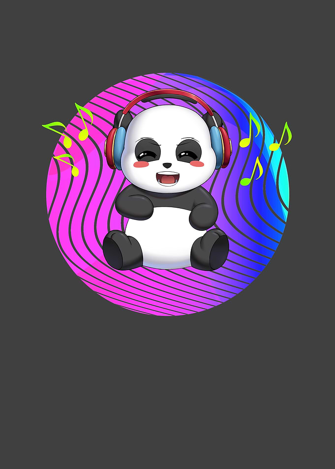 Panda with music
