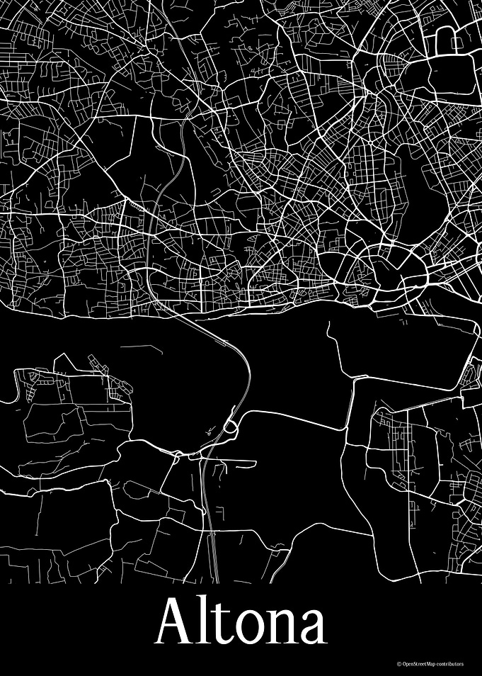 Altona Germany Black Map