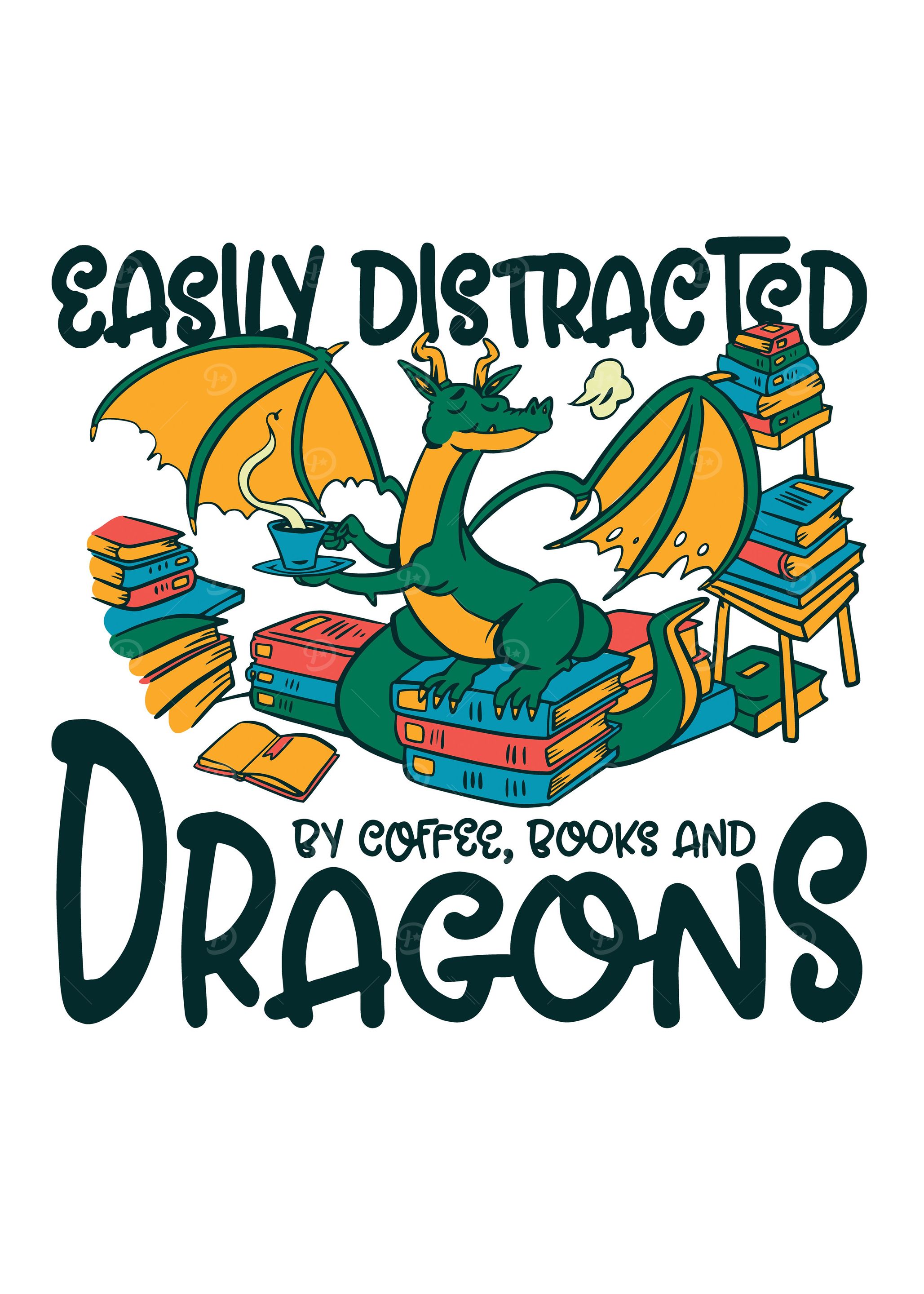 Dragon reading books