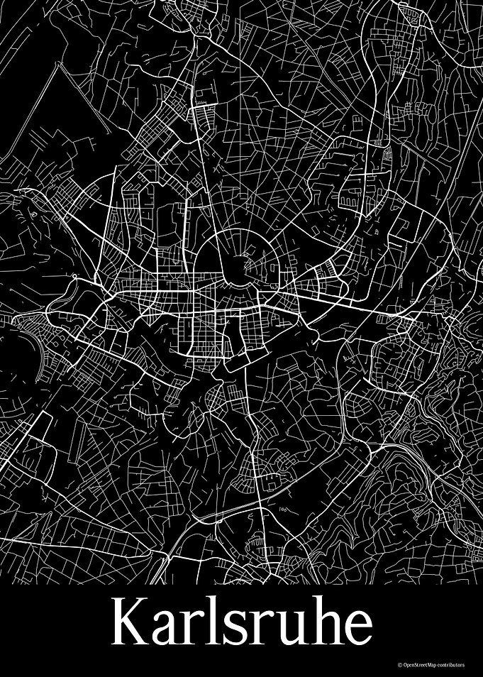 Karlsruhe Black Map