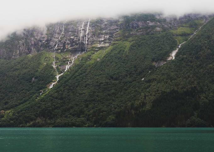 Mountainside by Lake