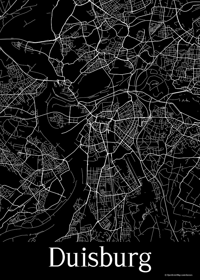 Duisburg Germany Black Map