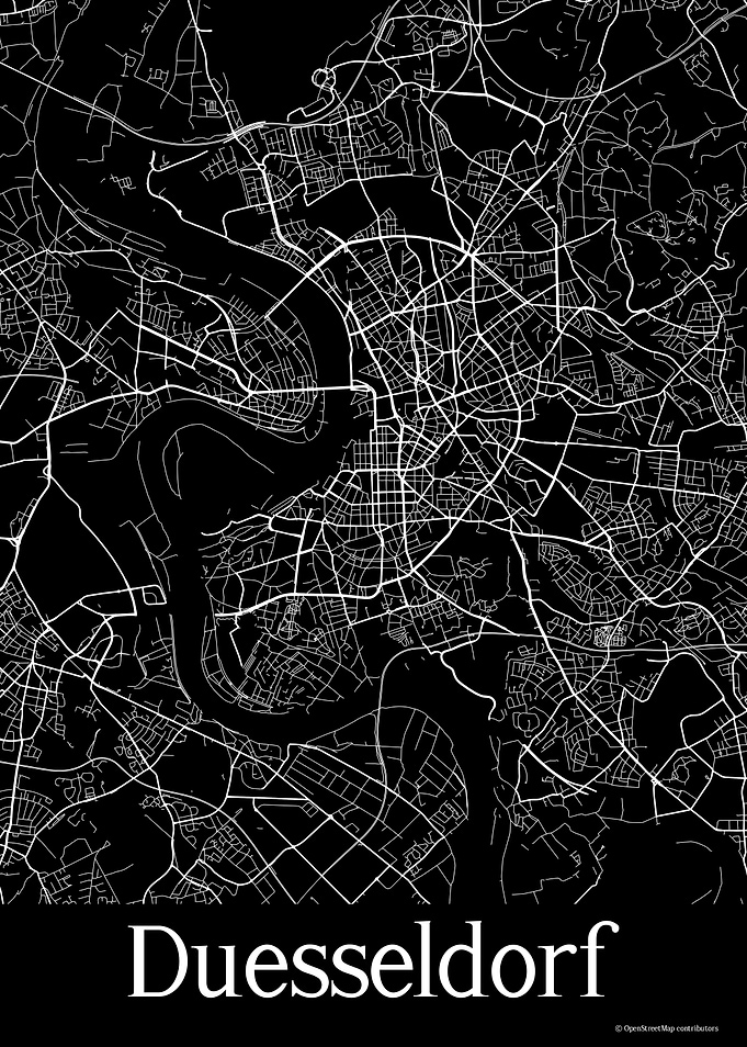 Duesseldorf Black Map