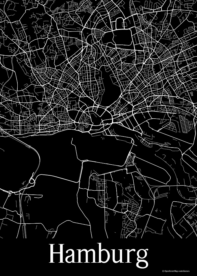 Hamburg Germany Black Map