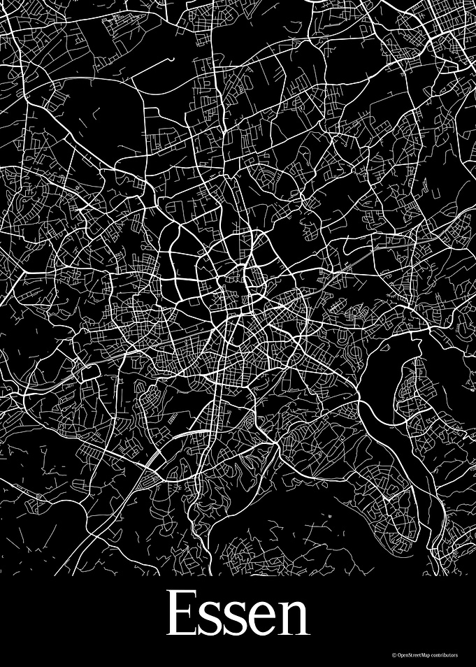 Essen Germany Black Map