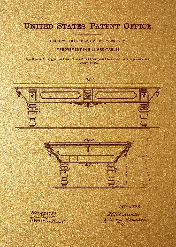 32 Pool Table Patent 1872