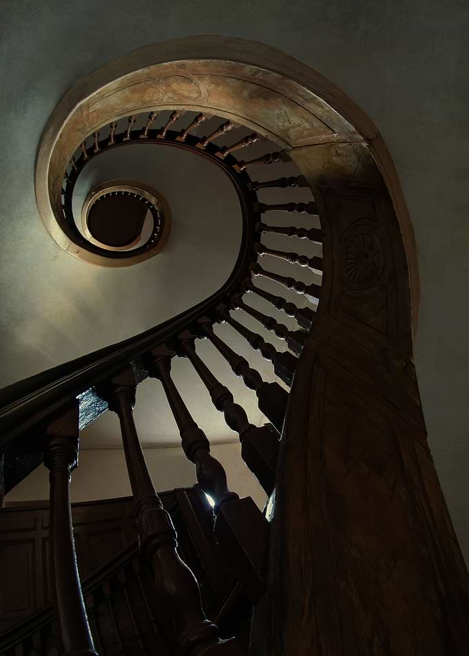 Brown wooden staircase