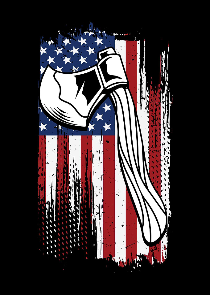 Axe Throwing American Flag