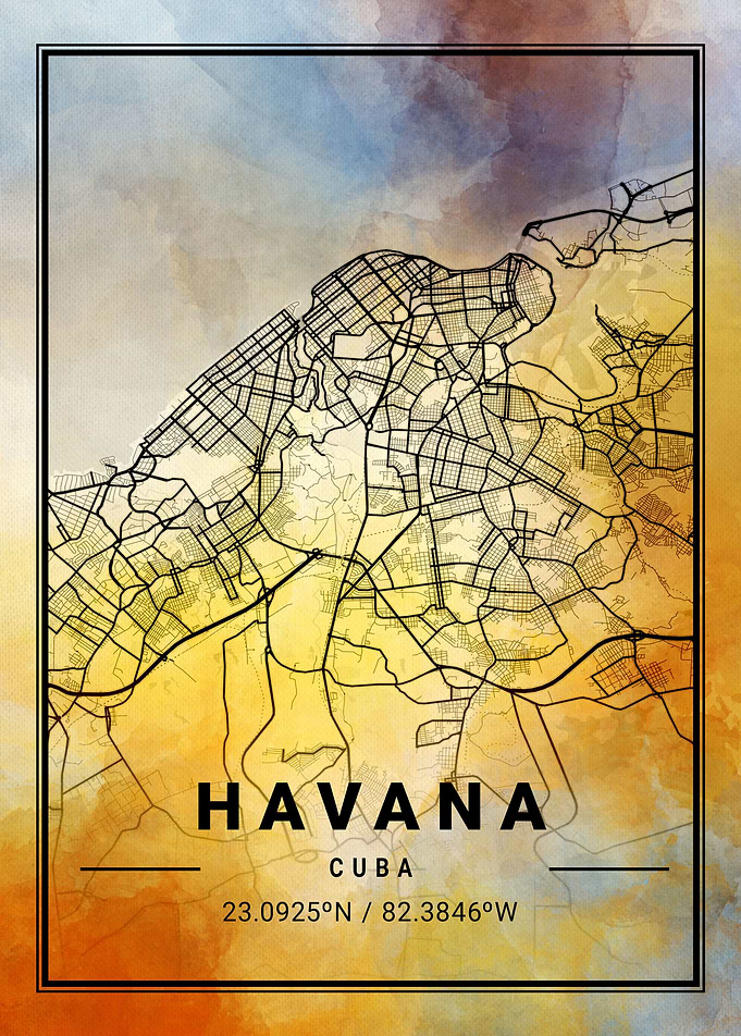 Havana City Map Cuba