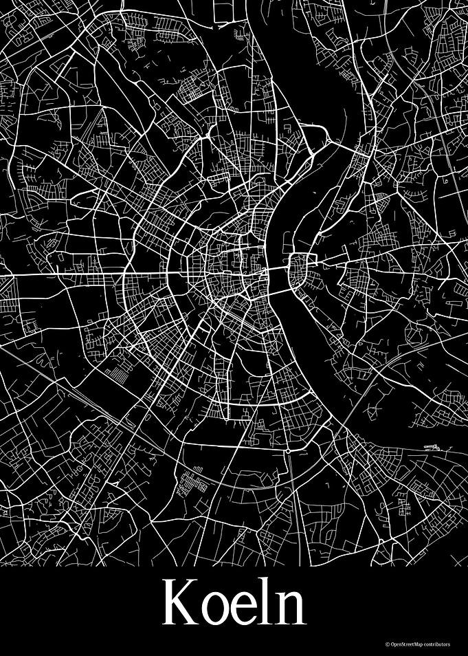Koeln Germany Black Map