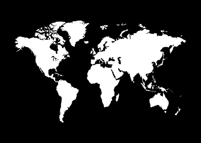 World Map Black White