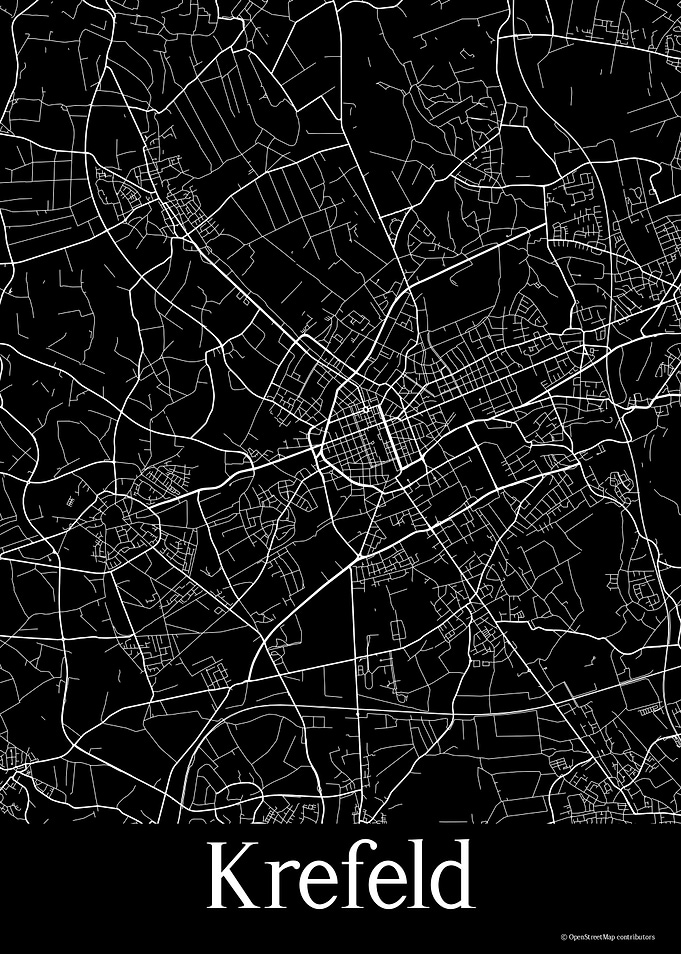 Krefeld Germany Black Map
