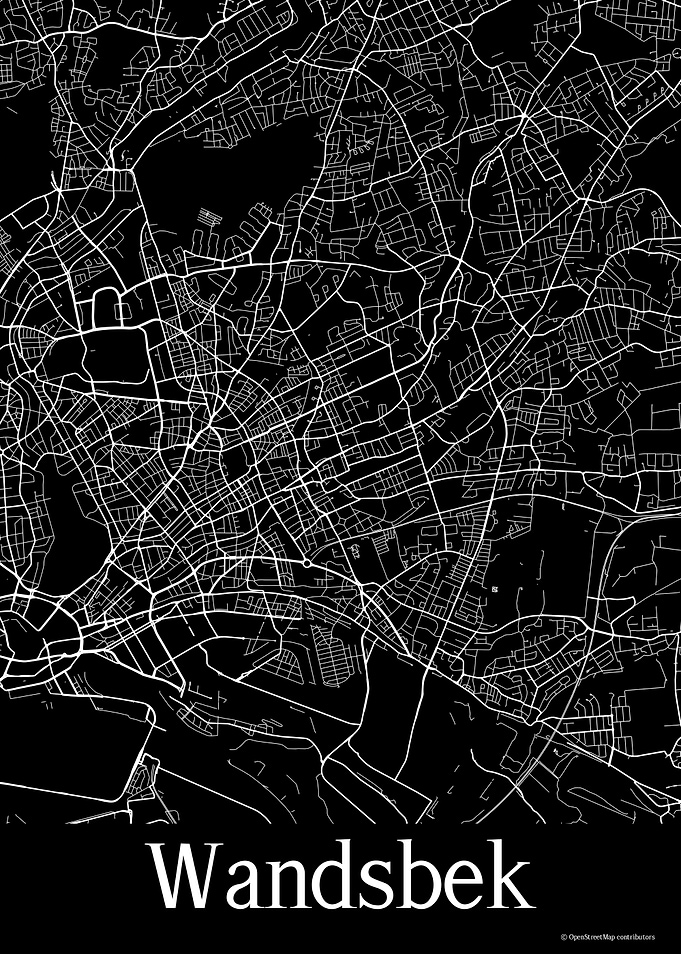 Wandsbek Germany Black Map