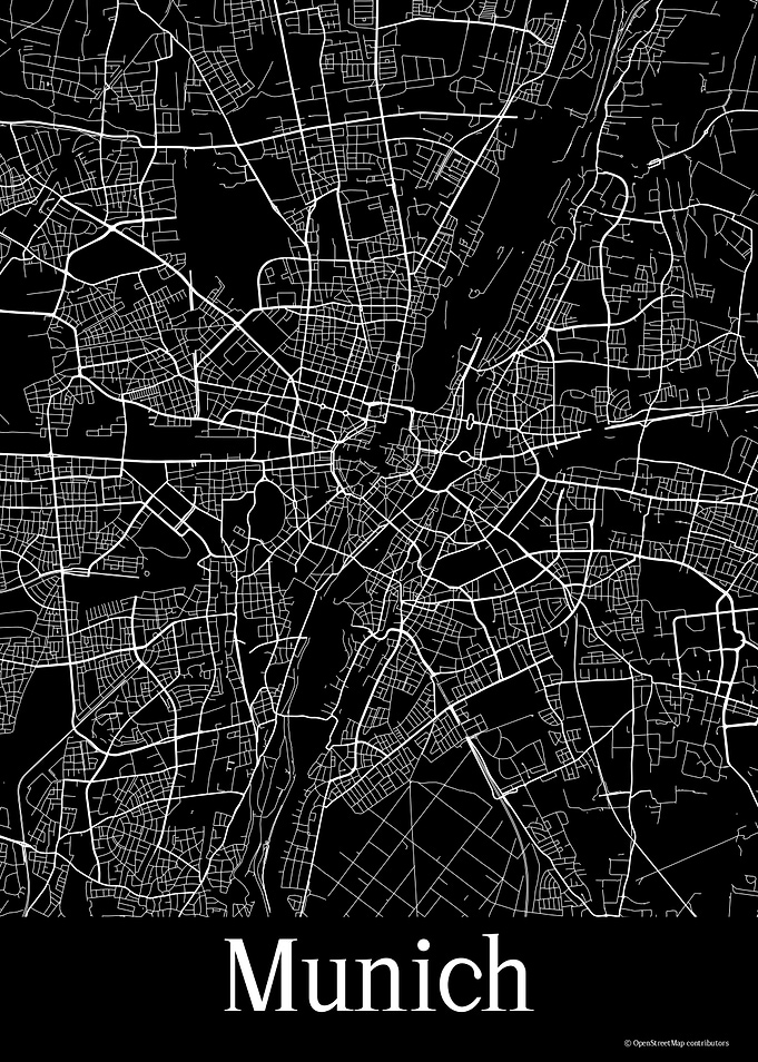 Munich Germany Black Map