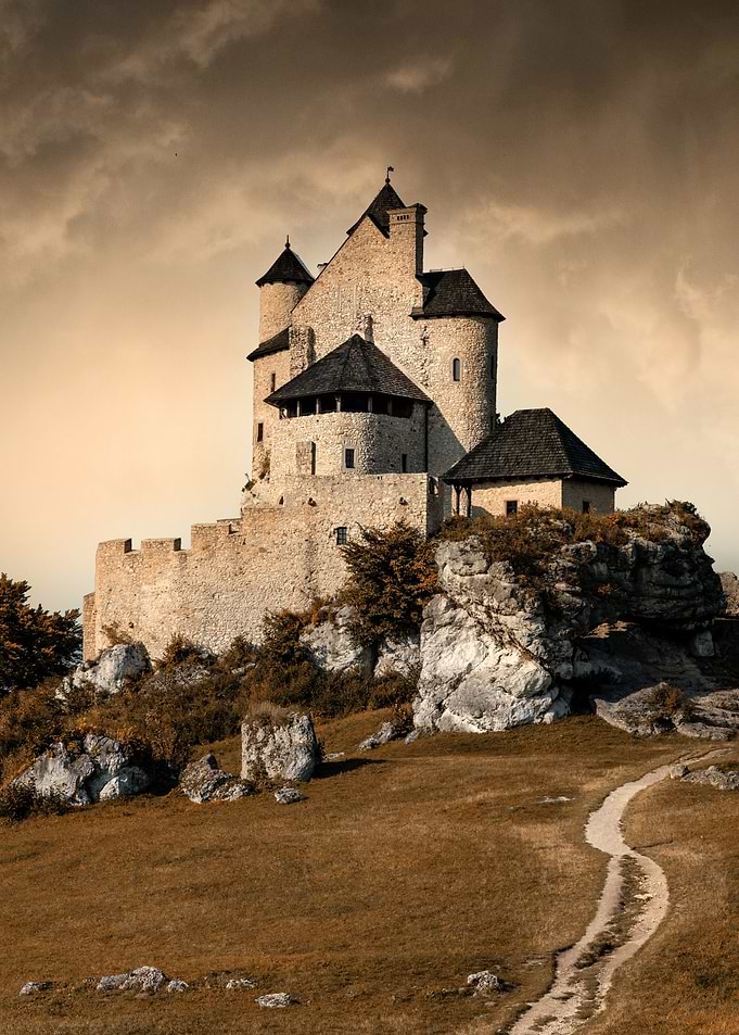 Pretty castle at sunset