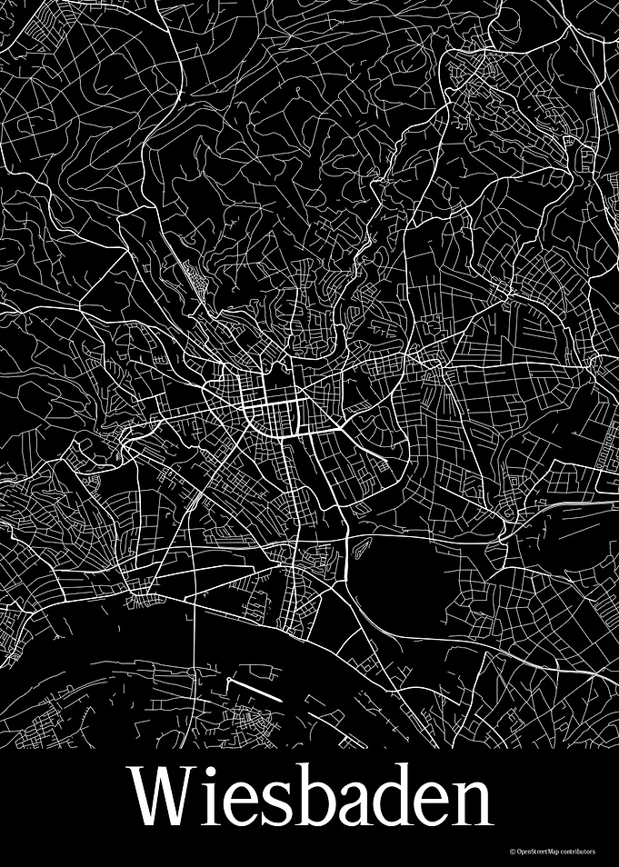 Wiesbaden Black Map