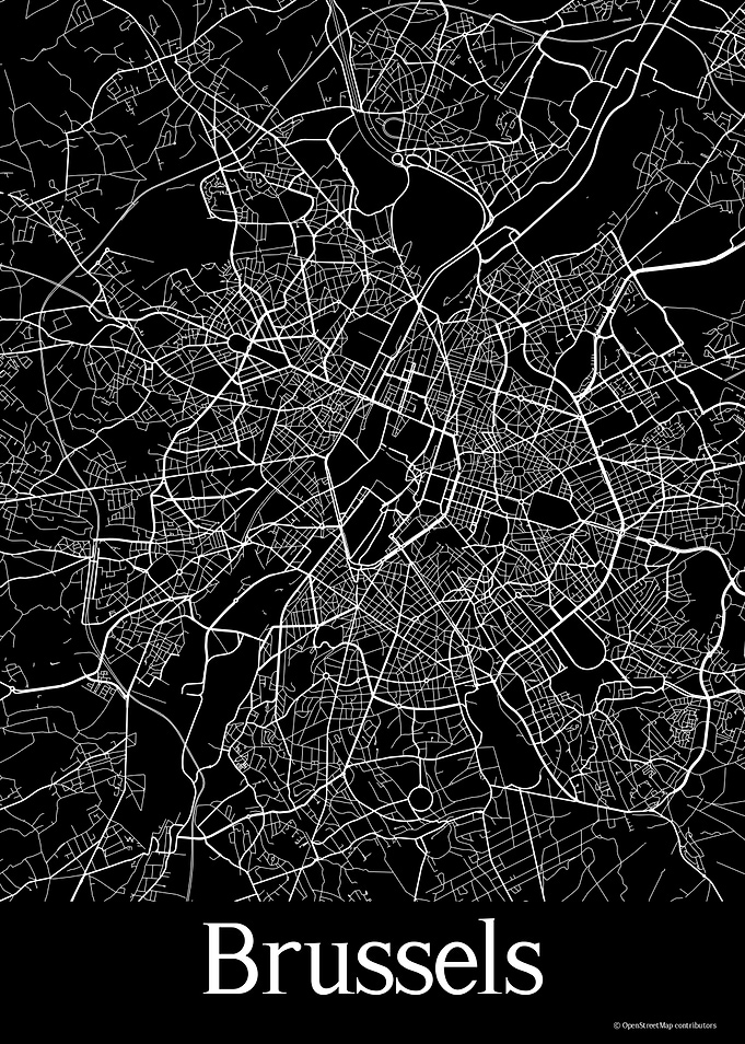 Brussels Belgium Black Map